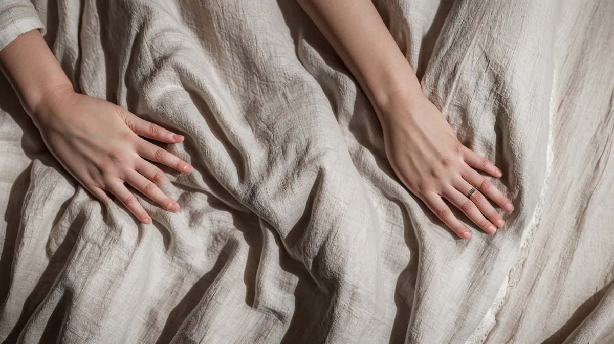 Homme assis au bord du lit dans la pénombre, tendu par la peur de l'éjaculation précoce avant d'apprendre à décompresser